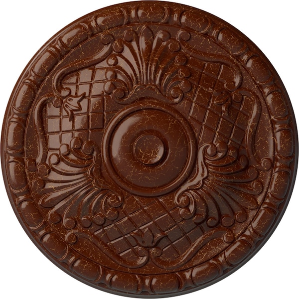 Ekena Millwork Amelia Ceiling Medallion (Fits Canopies up to 4 1/8"), 15 3/4"OD x 5/8"P, Burnished Mahogany Crackle CM16AMBMC - main